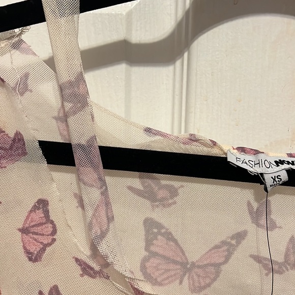NWTS Fashion Nova Fluttering Soul Mesh Butterfly Top - Taupe/combo Size XS - Picture 7 of 9